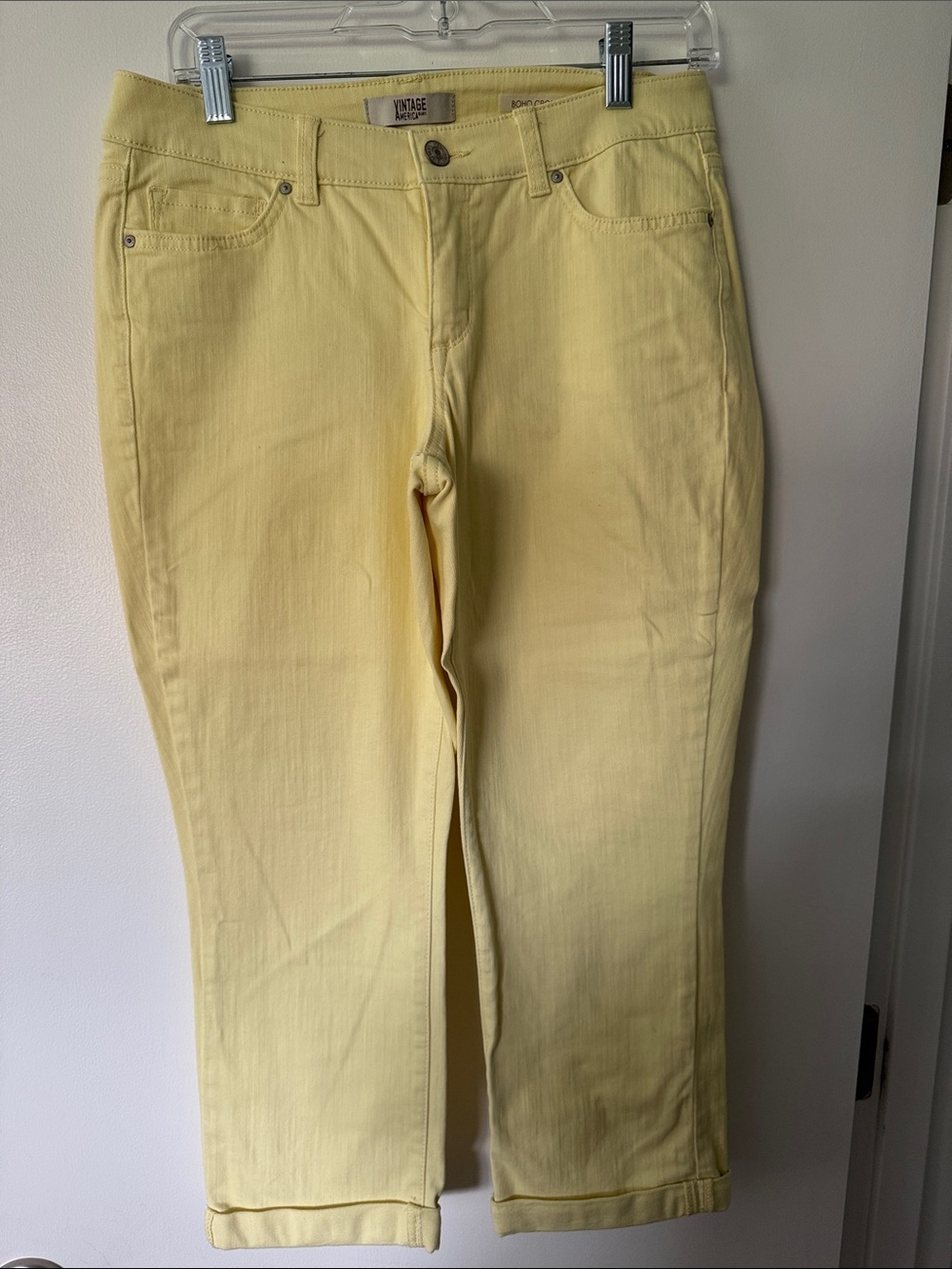 Vintage America Pale Yellow Cropped Women's Jeans